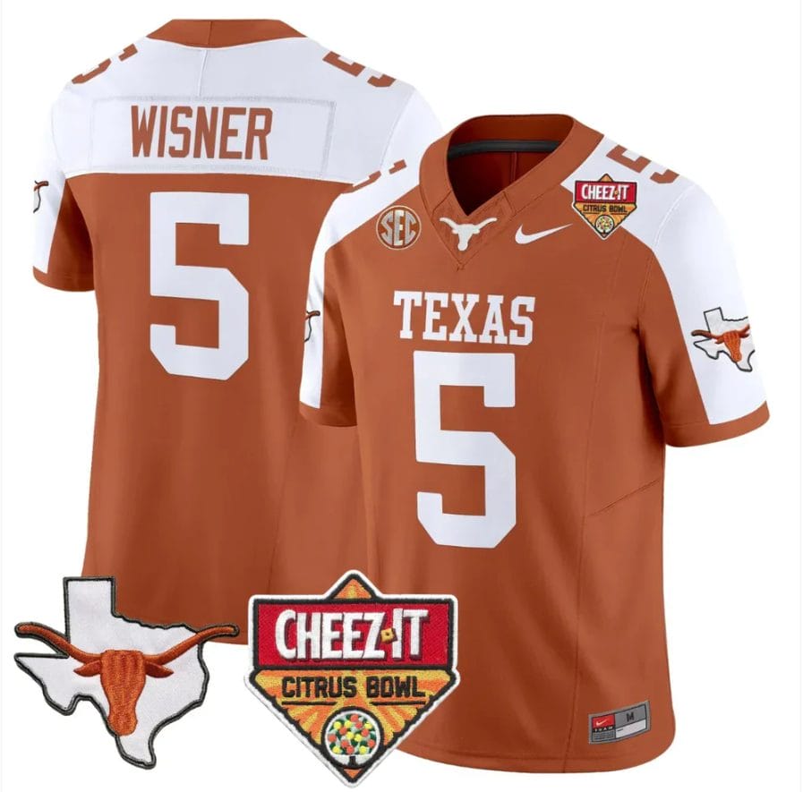 Quintrevion Wisner Jersey #5 Texas Longhorns 2025 State Map Citrus Bowl Stitched - Image 3