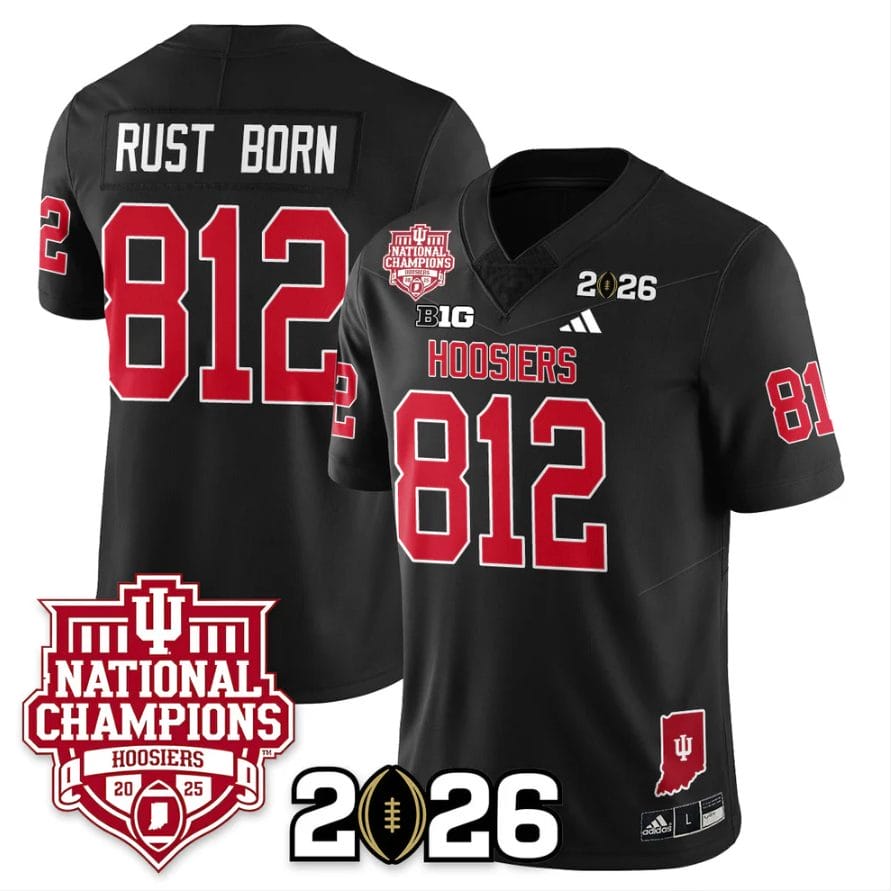 Rust Born Jersey #812 Indiana Hoosiers 2025 National Champions Stitched Black