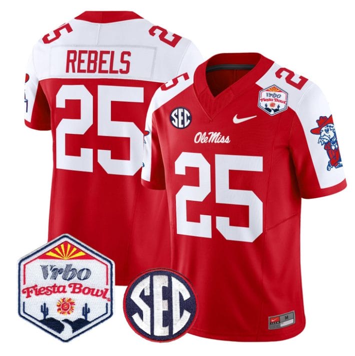 Rebels Jersey #25 Ole Miss Rebels 2026 Fiesta Bow Vapor Stitched - Image 3