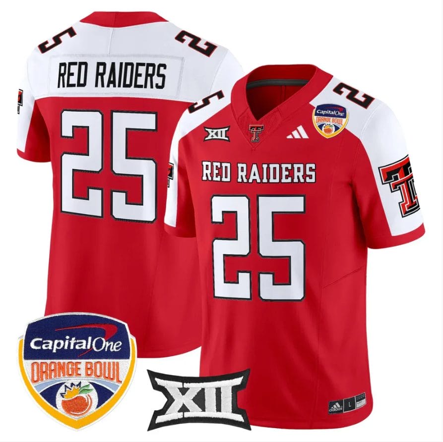 Red Raiders Jersey #25 Texas Tech 2025 Orange Bowl Patch V2 Stitched - Image 3