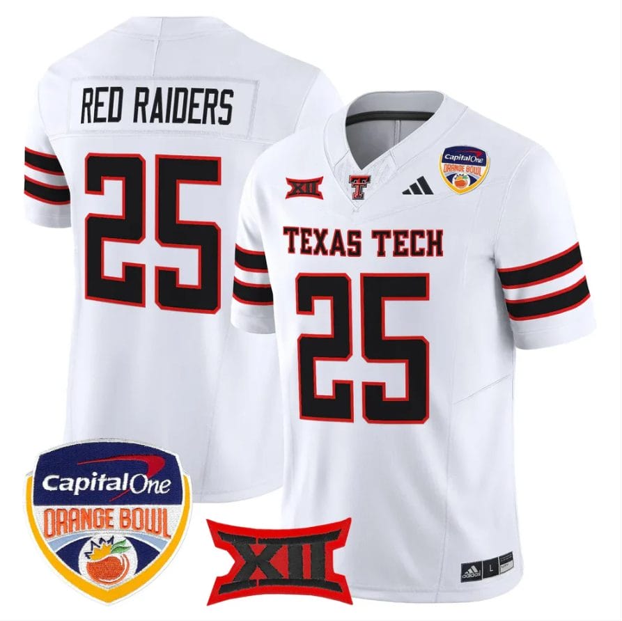 Red Raiders Jersey #25 Texas Tech 2025 Orange Bowl Patch V2 Stitched - Image 5