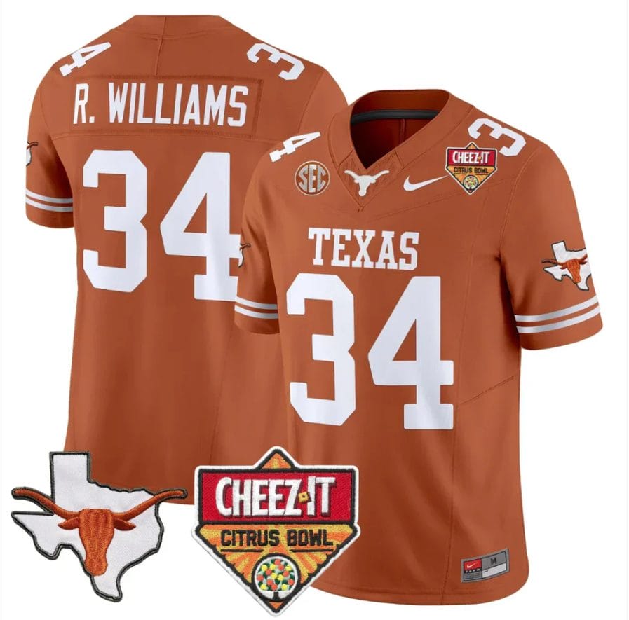 Ricky Williams Jersey #34 Texas Longhorns 2025 State Map Citrus Bowl Stitched - Image 4