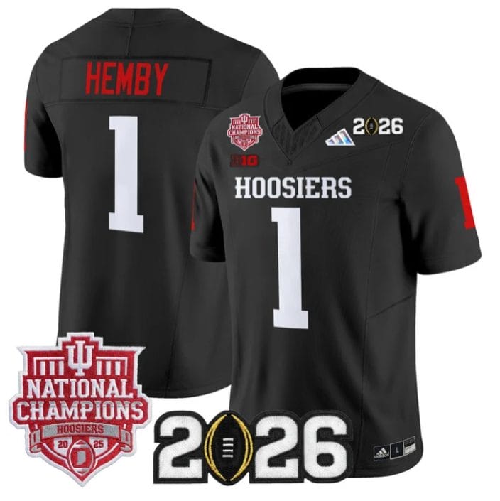 Alternative view of Roman Hemby Jersey #1 Hoosiers 2025 National Champions 2026 Patch Stitched