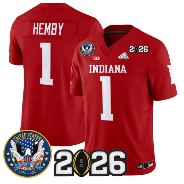 Roman Hemby Jersey #1 Hoosiers United States 250th Patch V2 Stitched - Image 4