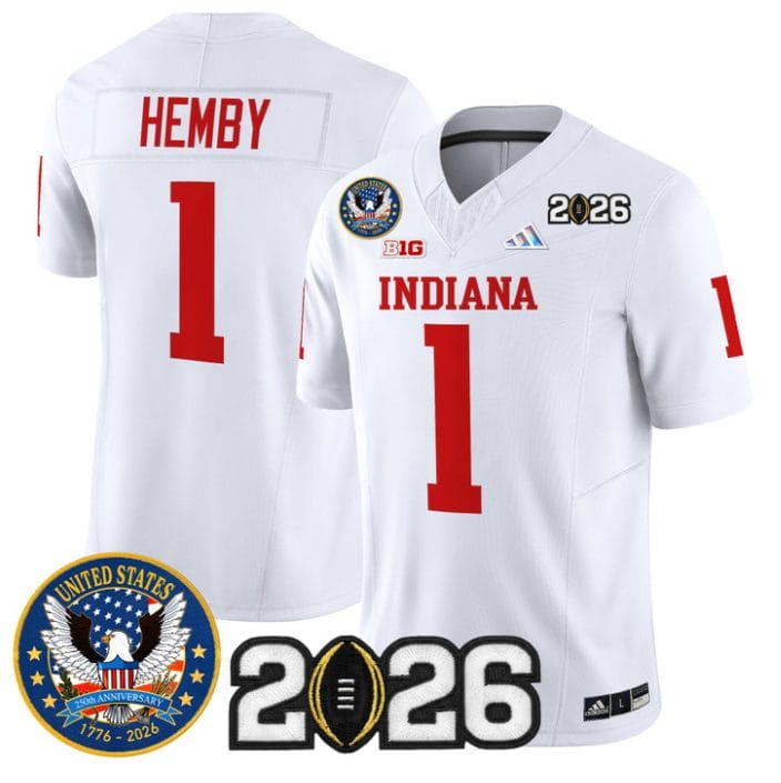 Roman Hemby Jersey #1 Hoosiers United States 250th Patch V2 Stitched - Image 5
