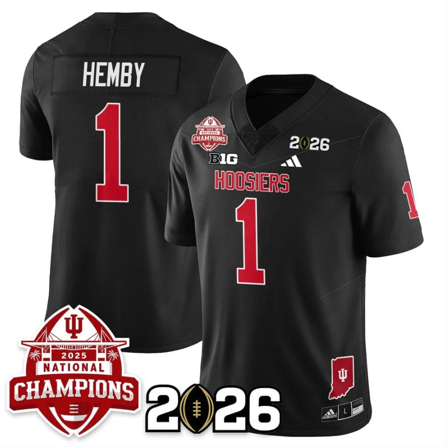 Alternative view of Roman Hemby Jersey #1 Indiana Hoosiers 2025 National Champions V2 Stitched