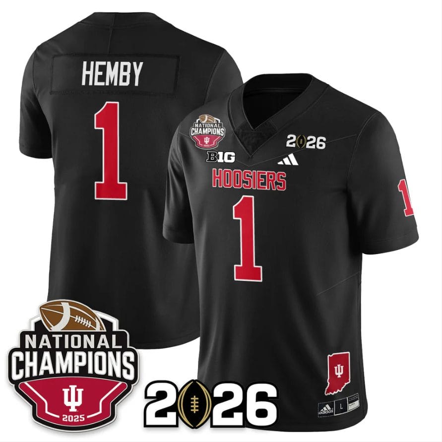 Alternative view of Roman Hemby Jersey #1 Indiana Hoosiers 2025 National Champions V3 Stitched