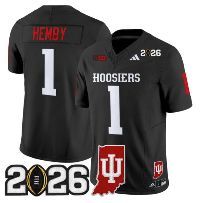 Alternative view of Roman Hemby Jersey #1 Indiana Hoosiers 2026 CFP Final Indiana State Stitched