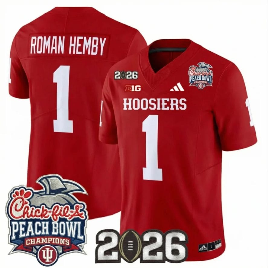 Roman Hemby Jersey #1 Indiana Hoosiers 2026 Peach Bowl Champions CFP Stitched - Image 4