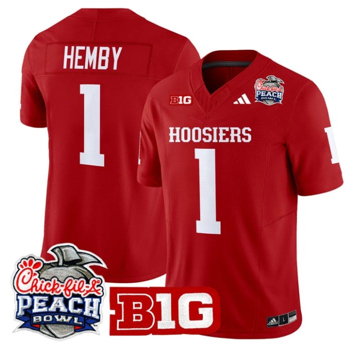 Roman Hemby Jersey #1 Indiana Hoosiers 2026 Peach Bowl Patch Stitched - Image 4