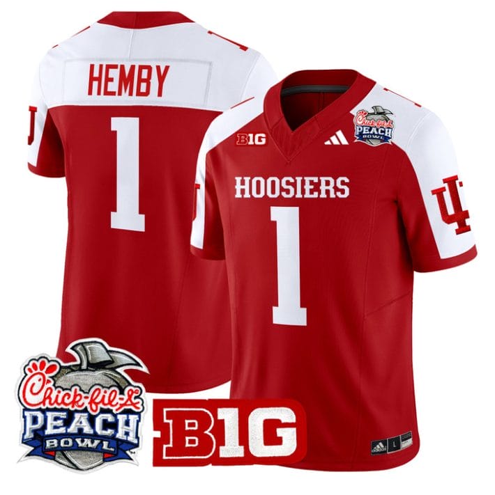 Roman Hemby Jersey #1 Indiana Hoosiers 2026 Peach Bowl Patch Stitched - Image 3