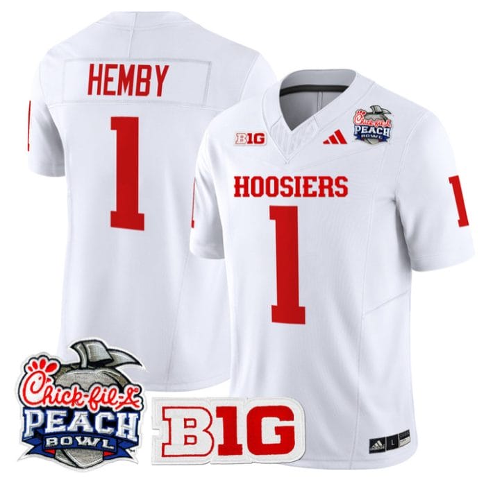 Roman Hemby Jersey #1 Indiana Hoosiers 2026 Peach Bowl Patch Stitched - Image 5