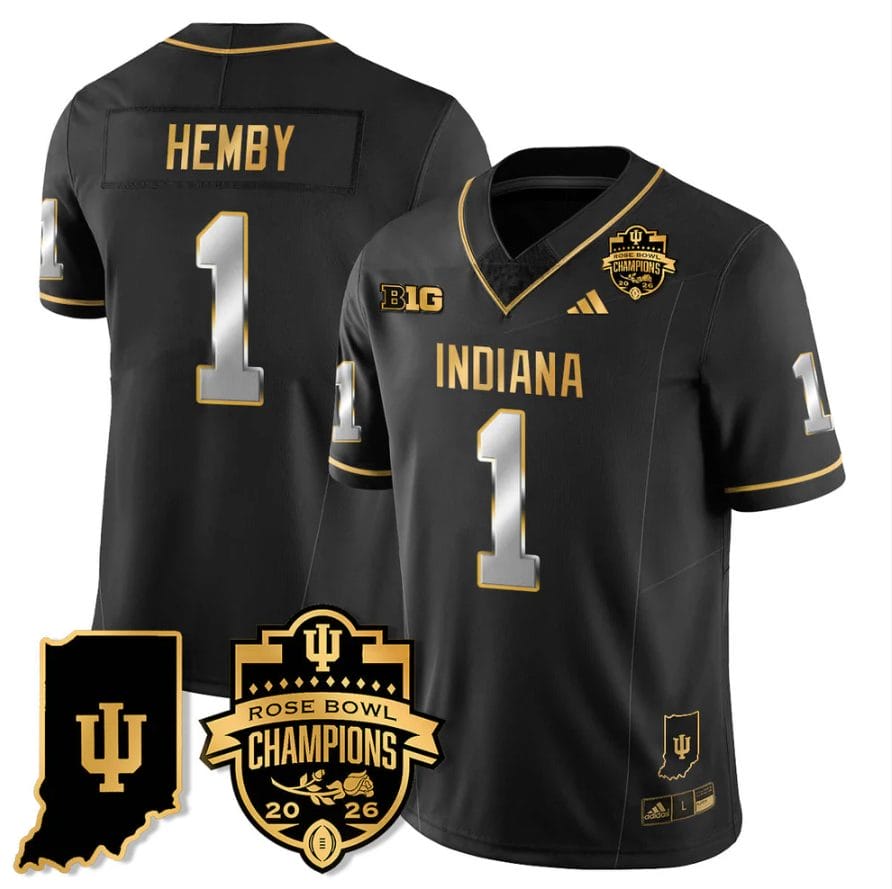 Roman Hemby Jersey #1 Indiana Hoosiers 2026 Rose Bowl Champions Patch Stitched - Image 3