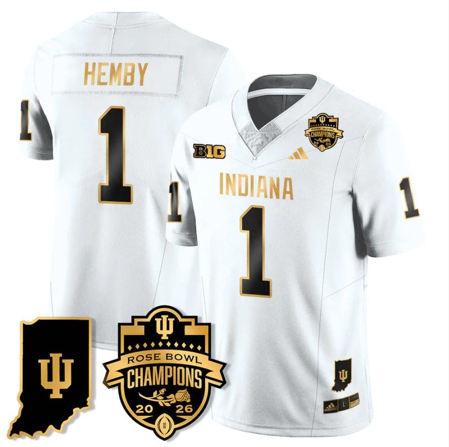 Roman Hemby Jersey #1 Indiana Hoosiers 2026 Rose Bowl Champions Patch Stitched - Image 4