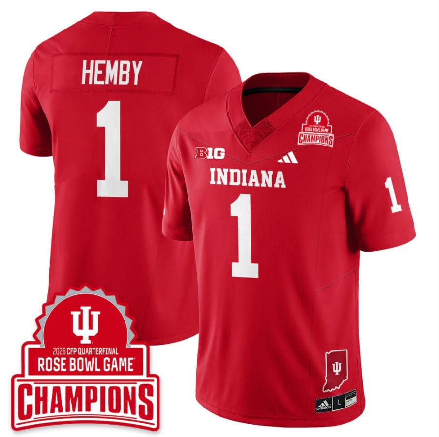 Roman Hemby Jersey #1 Indiana Hoosiers 2026 Rose Bowl Game Champions Patch Stitched - Image 3