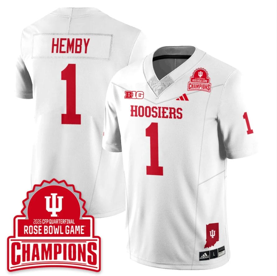 Roman Hemby Jersey #1 Indiana Hoosiers 2026 Rose Bowl Game Champions Patch Stitched - Image 4