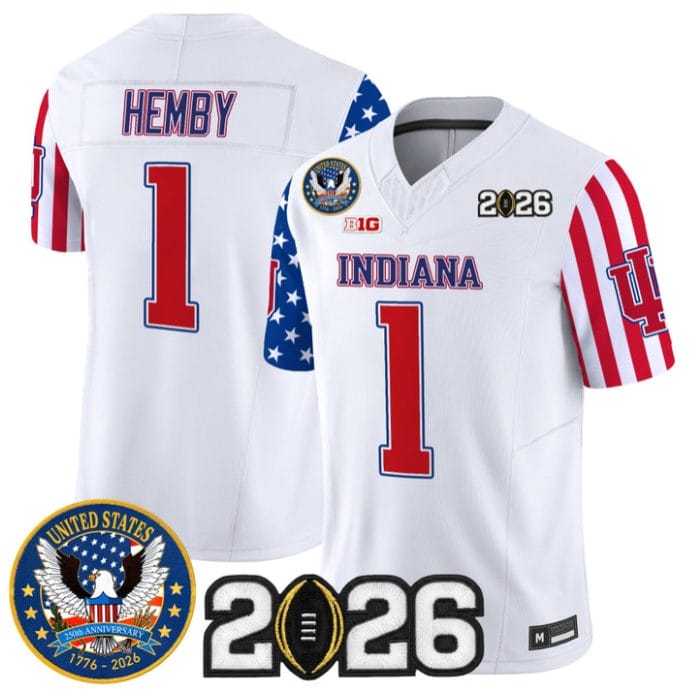 Roman Hemby Jersey #1 Indiana Hoosiers America 250 Edition 2026 CFP Stitched - Image 3