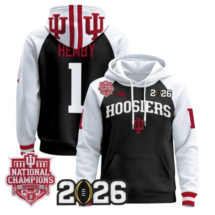 Roman Hemby Pullover Hoodie #1 Hoosiers 2025 National Champions Stitched