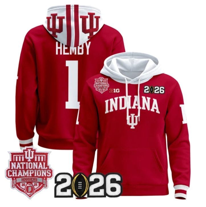 Roman Hemby Pullover Hoodie #1 Hoosiers 2025 National Champions Stitched - Image 4