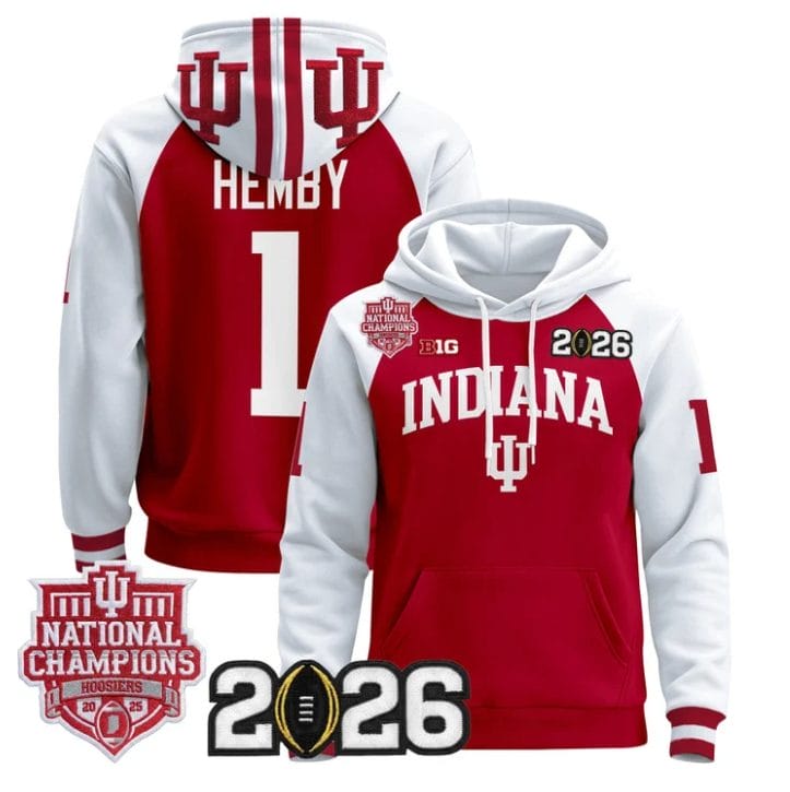 Roman Hemby Pullover Hoodie #1 Hoosiers 2025 National Champions Stitched - Image 3