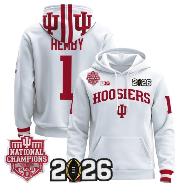Roman Hemby Pullover Hoodie #1 Hoosiers 2025 National Champions Stitched - Image 5