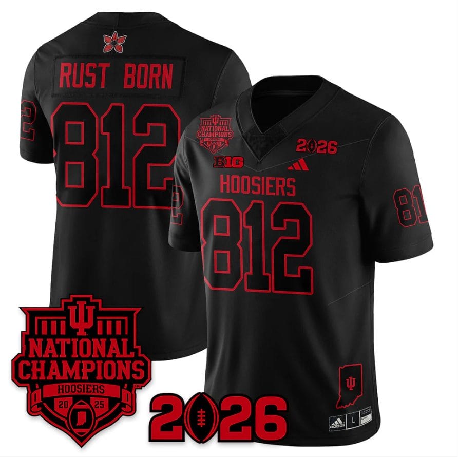 Alternative view of Rust Born Jersey #812 Hoosiers Stranger Things 2025 Champions Stitched