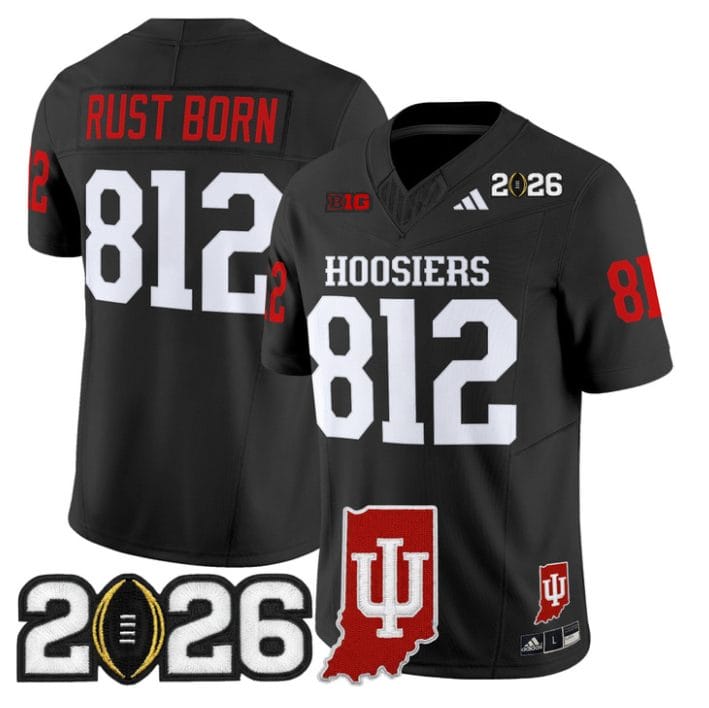 Alternative view of Rust Born Jersey #812 Indiana Hoosiers 2026 CFP Final Indiana State Stitched