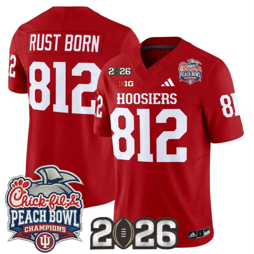 Rust Born Jersey #812 Indiana Hoosiers 2026 Peach Bowl Champions Patch Stitched - Image 4