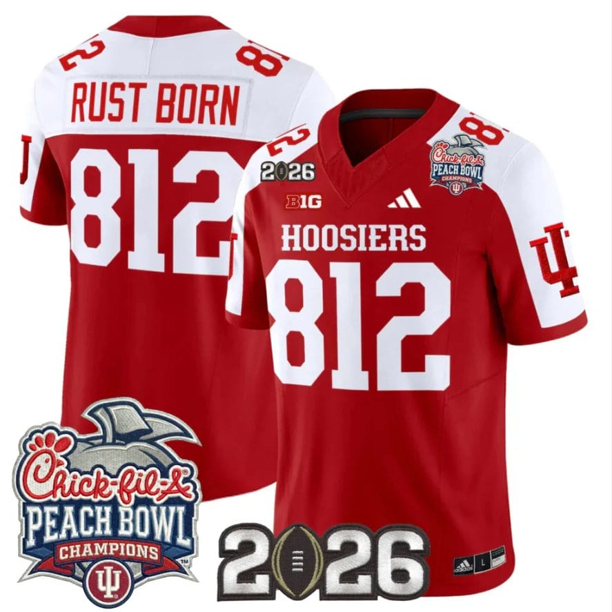 Rust Born Jersey #812 Indiana Hoosiers 2026 Peach Bowl Champions Patch Stitched - Image 3