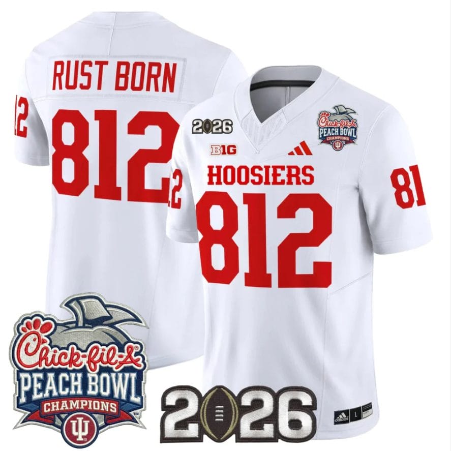 Rust Born Jersey #812 Indiana Hoosiers 2026 Peach Bowl Champions Patch Stitched - Image 5