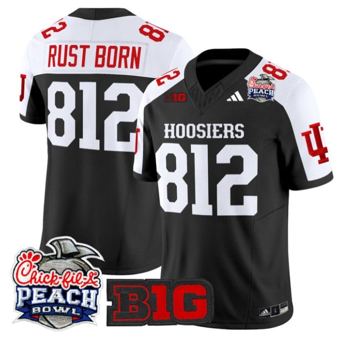 Rust Born Jersey #812 Indiana Hoosiers 2026 Peach Bowl Patch Stitched