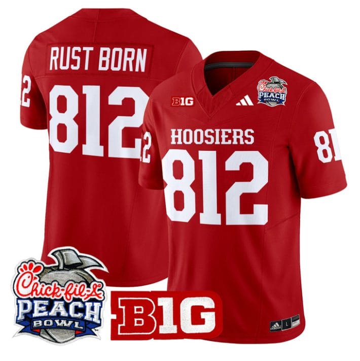 Rust Born Jersey #812 Indiana Hoosiers 2026 Peach Bowl Patch Stitched - Image 4