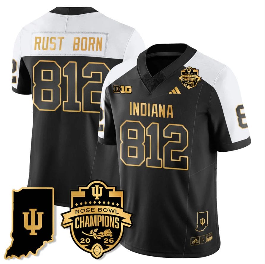 Rust Born Jersey #812 Indiana Hoosiers 2026 Rose Bowl Champions Patch Stitched