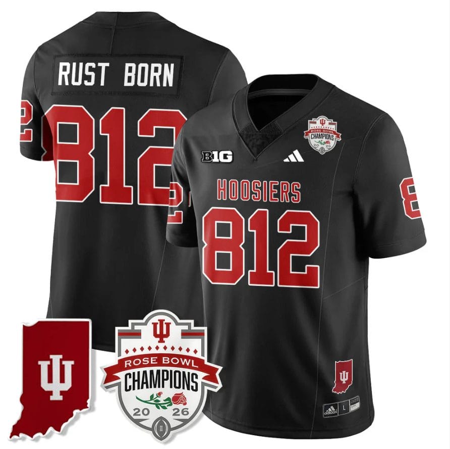 Alternative view of Rust Born Jersey #812 Indiana Hoosiers Rose Bowl Champions Stitched