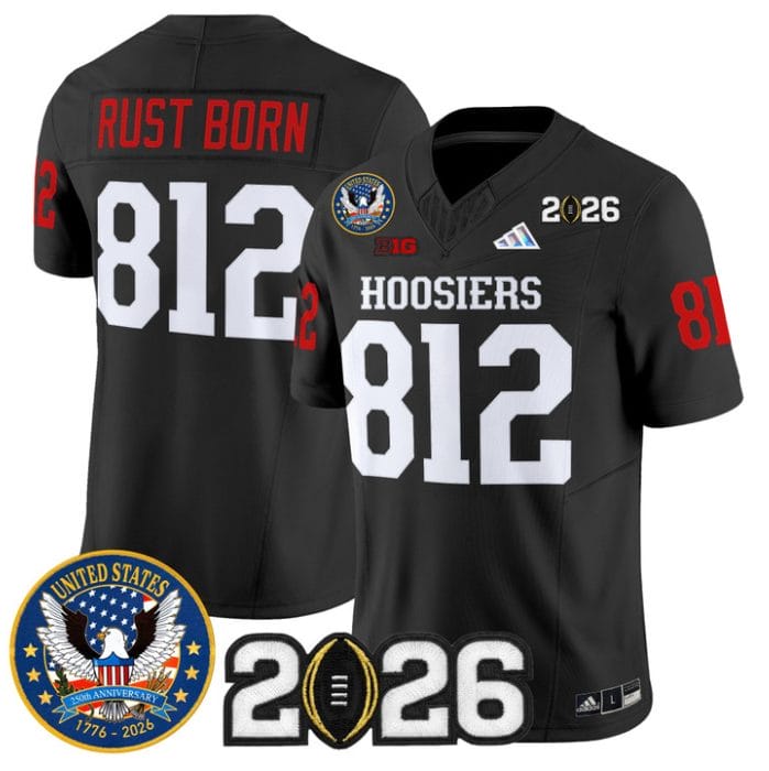 Alternative view of Rust Born Jersey #812 Indiana Hoosiers United States 250th 2026 Stitched