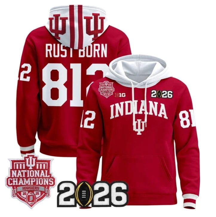 Rust Born Pullover Hoodie #812 Hoosiers 2025 National Champions Stitched - Image 4