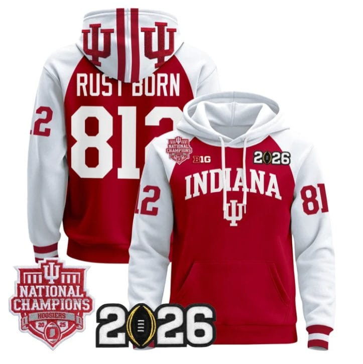Rust Born Pullover Hoodie #812 Hoosiers 2025 National Champions Stitched - Image 3