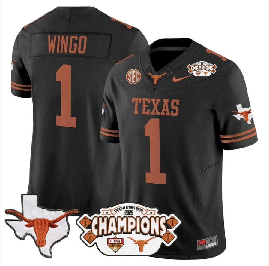 Ryan Wingo Jersey #1 Texas 2025 State Map Citrus Bowl Champions Stiched - Image 2
