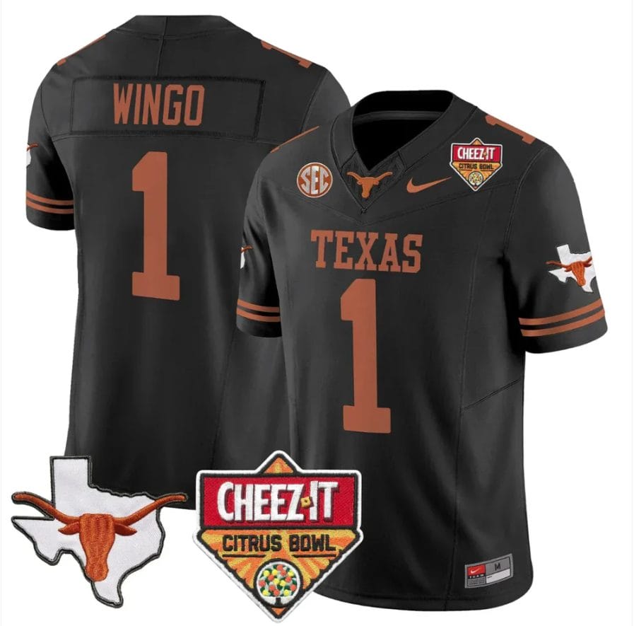 Ryan Wingo Jersey #1 Texas Longhorns 2025 State Map Citrus Bowl Stitched - Image 2