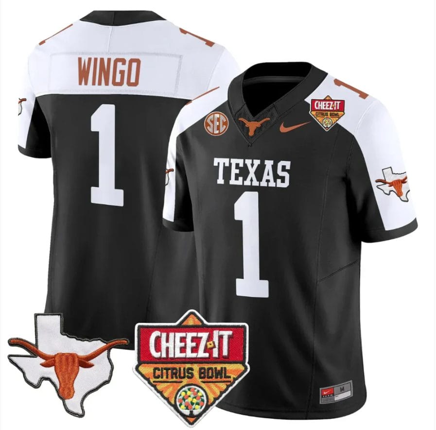 Ryan Wingo Jersey #1 Texas Longhorns 2025 State Map Citrus Bowl Stitched
