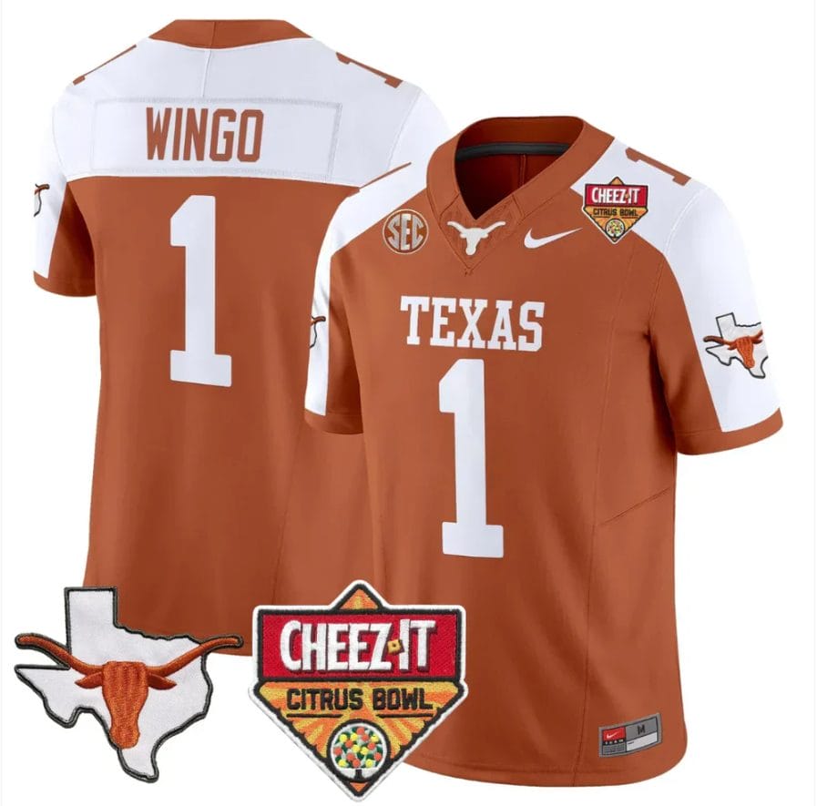 Ryan Wingo Jersey #1 Texas Longhorns 2025 State Map Citrus Bowl Stitched - Image 3