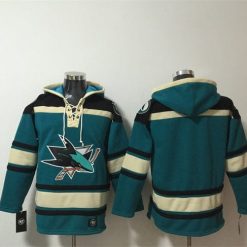 San Jose Sharks Blank Teal Lace-Up Pullover Hoodie