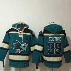 San Jose Sharks #39 Logan Couture Teal Lace-Up Pullover Hoodie