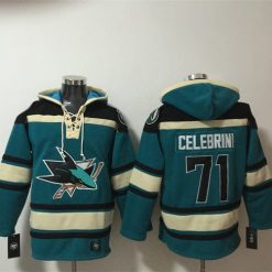 San Jose Sharks #71 Macklin Celebrini Teal Lace-Up Pullover Hoodie