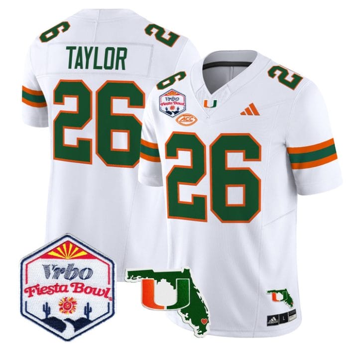 Sean Taylor Jersey #26 Miami Hurricanes 2026 Fiesta Bowl Florida White