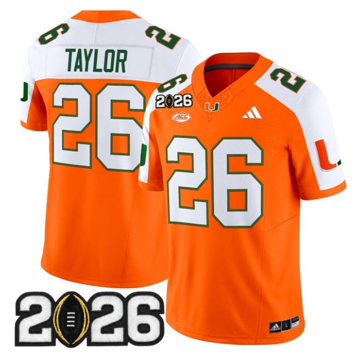 Sean Taylor Jersey #26 Miami Hurricanes 2026 CFP Final Patch Stitched Black - Image 3