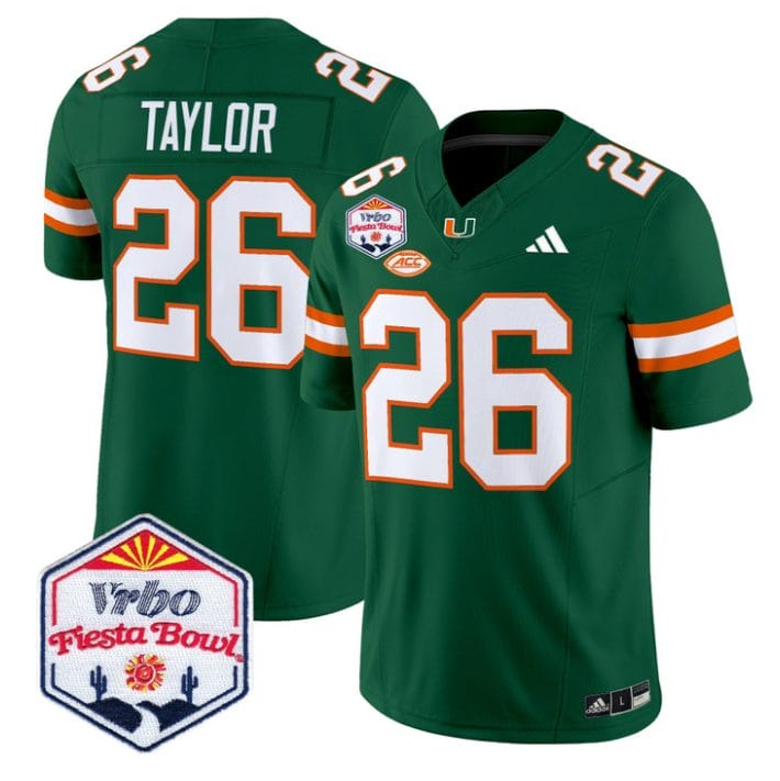 Alternative view of Sean Taylor Jersey #26 Miami Hurricanes 2026 Fiesta Bow Patch Stitched
