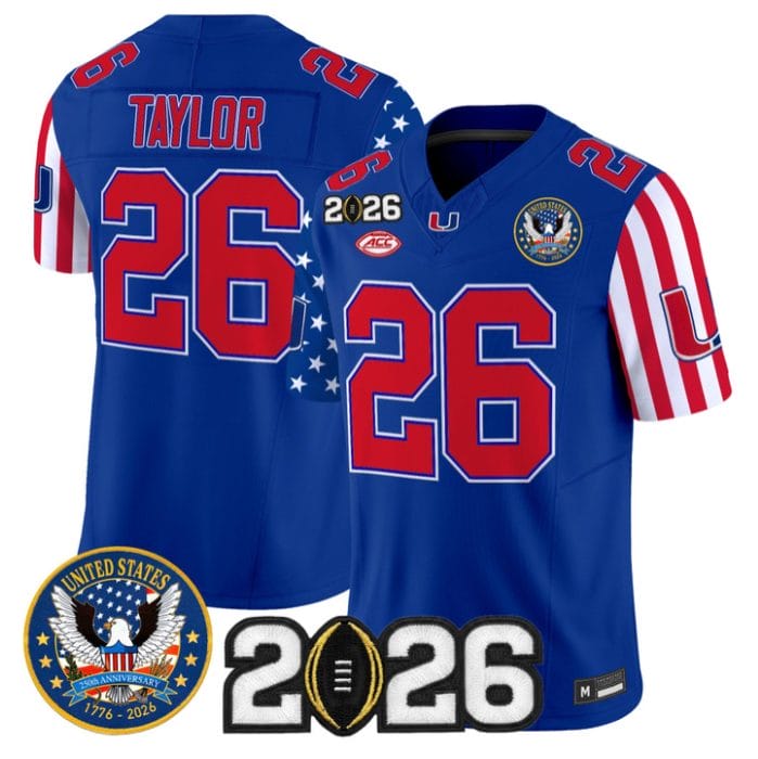 Alternative view of Sean Taylor Jersey #26 Miami Hurricanes America 250 Edition 2026 CFP Patch Stitched