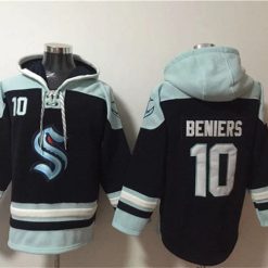 Seattle Kraken #10 Matty Beniers Black Ageless Must-Have Lace-Up Pullover Hoodie