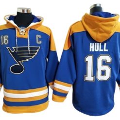 St. Louis Blues #16 Brett Hull Blue Ageless Must-Have Lace-Up Pullover Hoodie